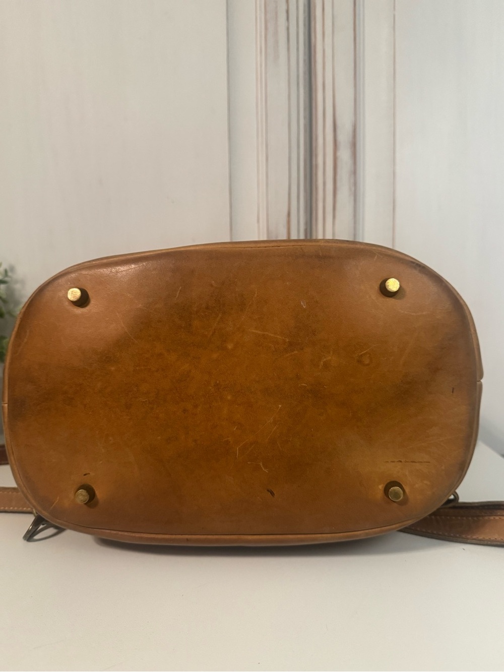 Vintage BASEBALLISM Glove Leather Drawstring Bucket Bag Purse British Tan - Picture 9 of 10